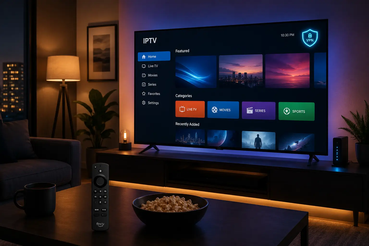 Adult IPTV channels streaming setup on 4K TV with VPN protection in 2026